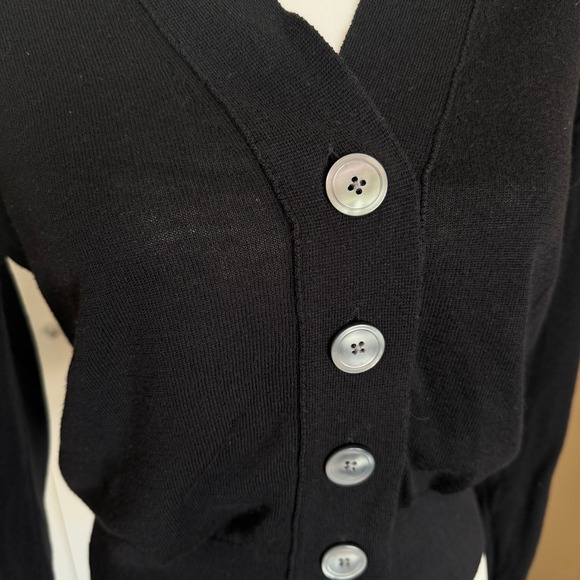 J.Crew Womens Black V-Neck Button Front Cardigan Sz S Academia Preppy Cotton - Picture 3 of 8